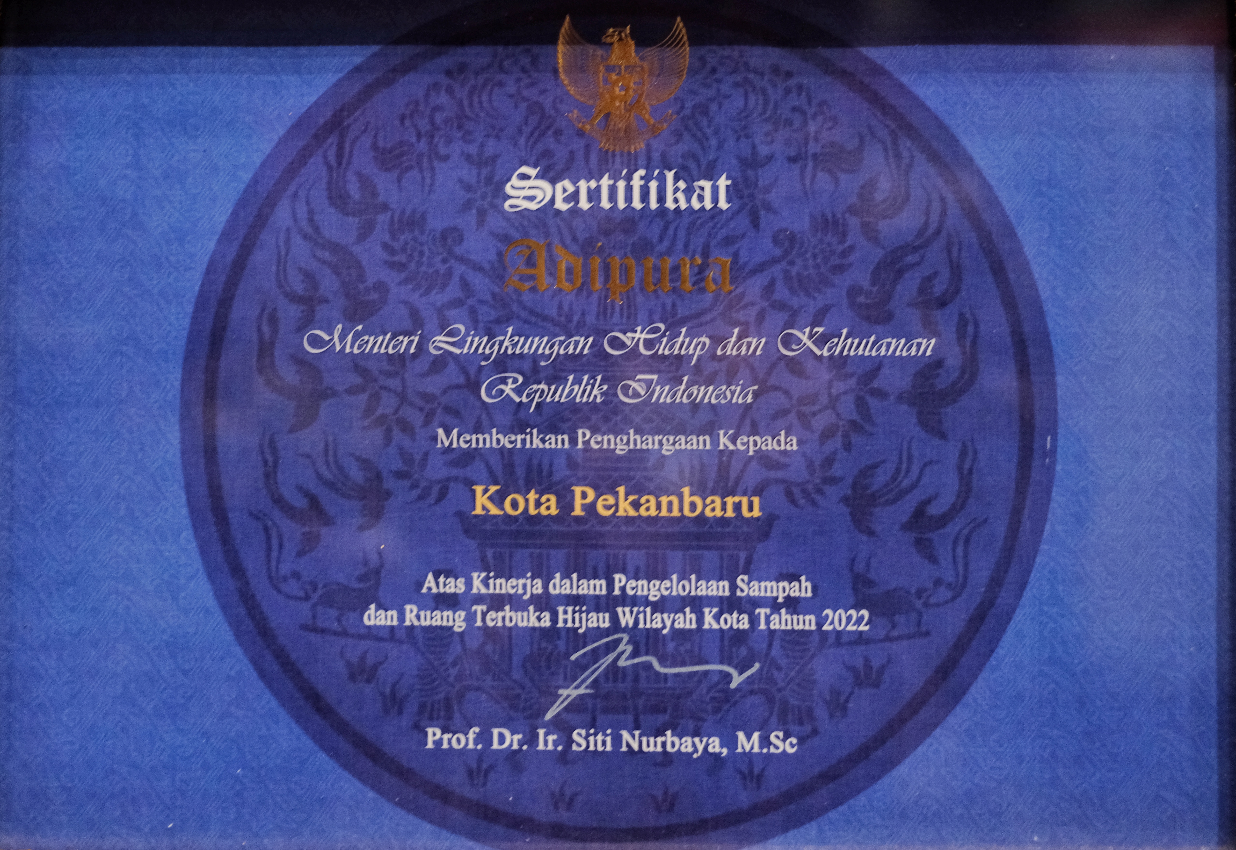 Sertifikat Adipura dari Menteri LHK